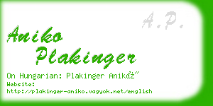 aniko plakinger business card